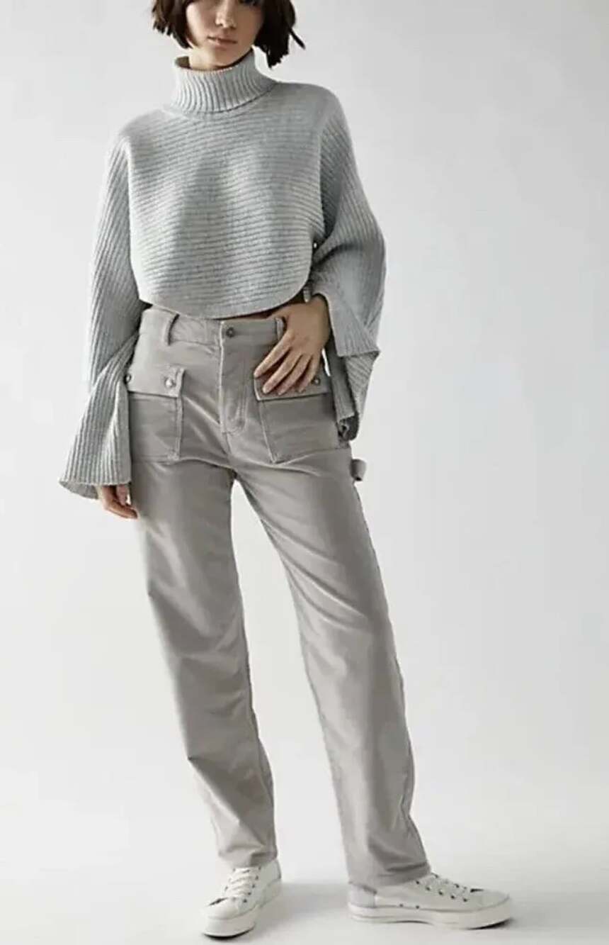 Free People We The Free "Kyo" Carpenter Corduroy Pants Size 0 Taupe